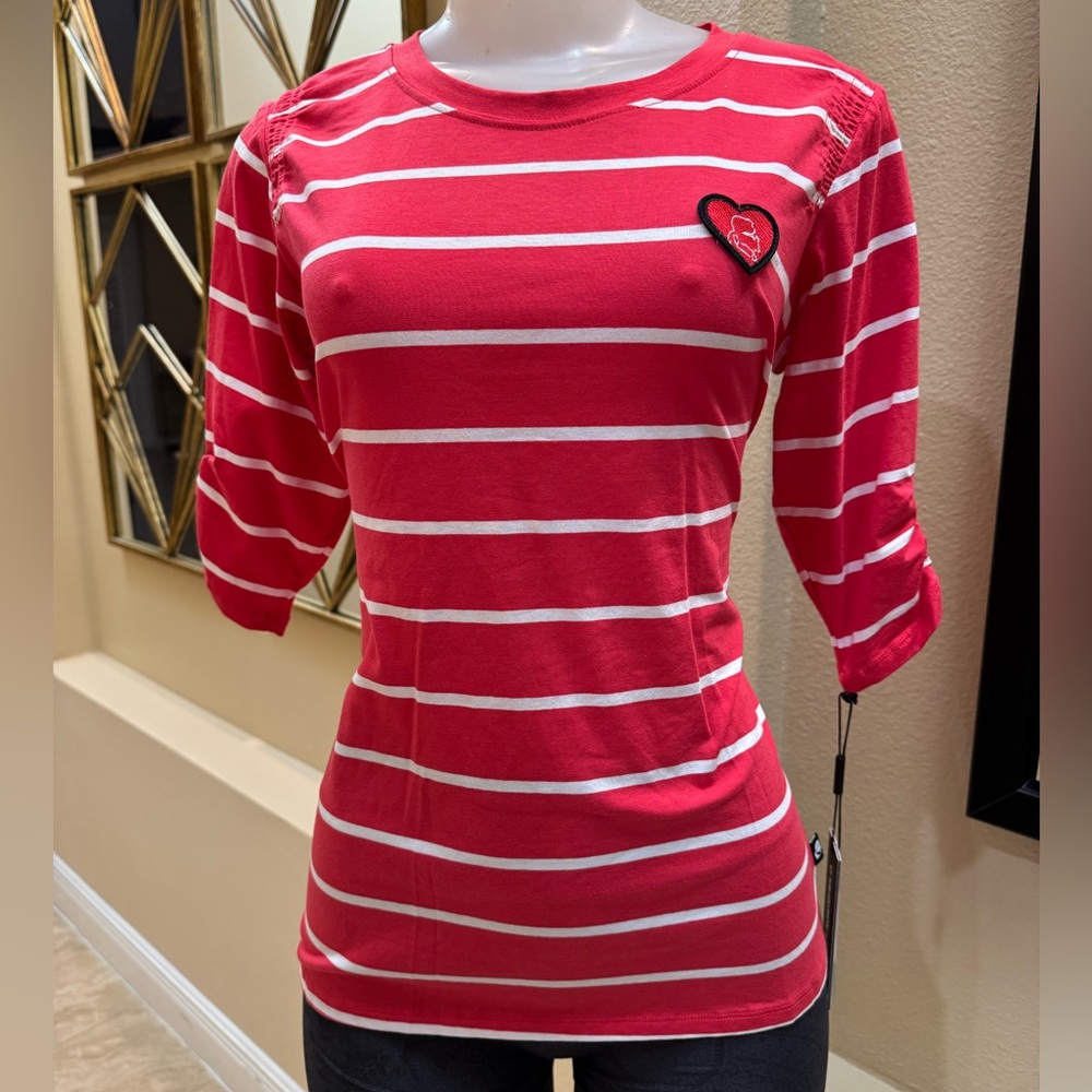 Karl Lagerfeld Paris Stripes Red And White Shirt Small New with Tags